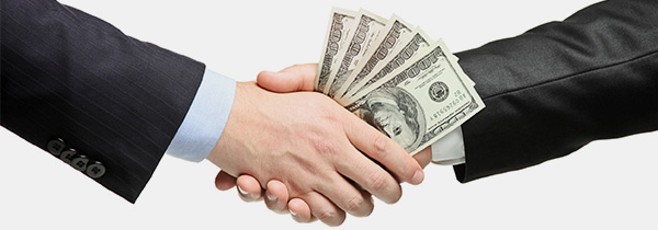 Handshake with money Handshake with money